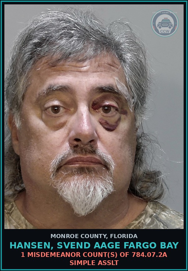 Booking mugshot of HANSEN, SVEND AAGE FARGO BAY in Monroe County