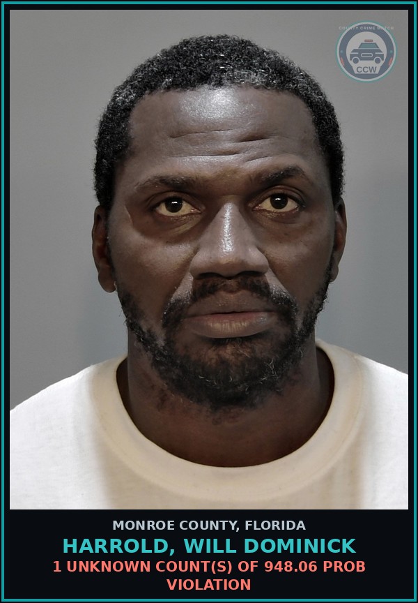 Booking mugshot of HARROLD, WILL DOMINICK in Monroe County