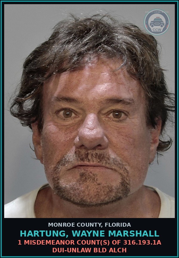 Booking mugshot of HARTUNG, WAYNE MARSHALL in Monroe County