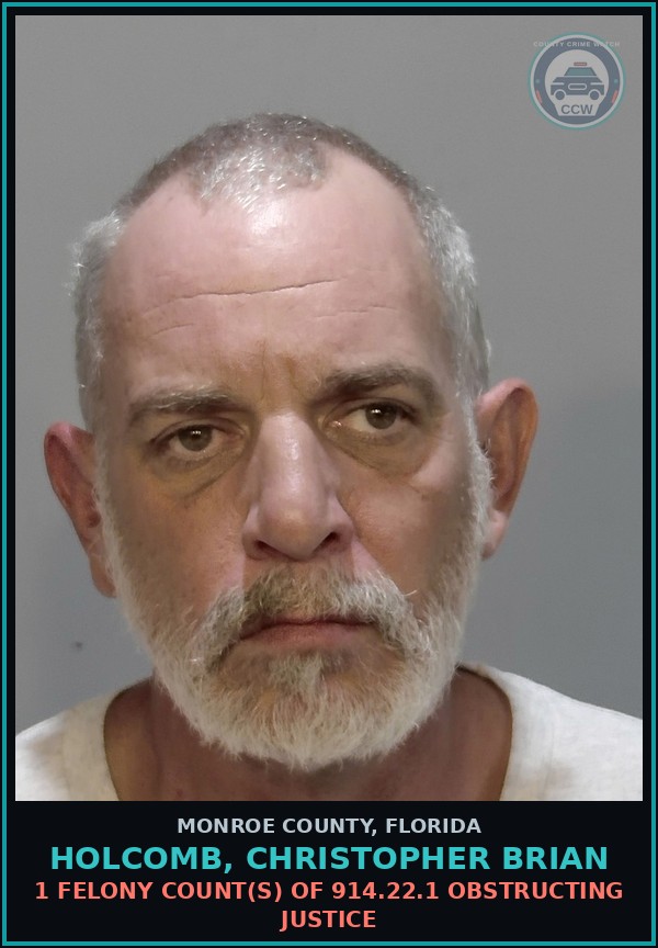 Booking mugshot of HOLCOMB, CHRISTOPHER BRIAN in Monroe County