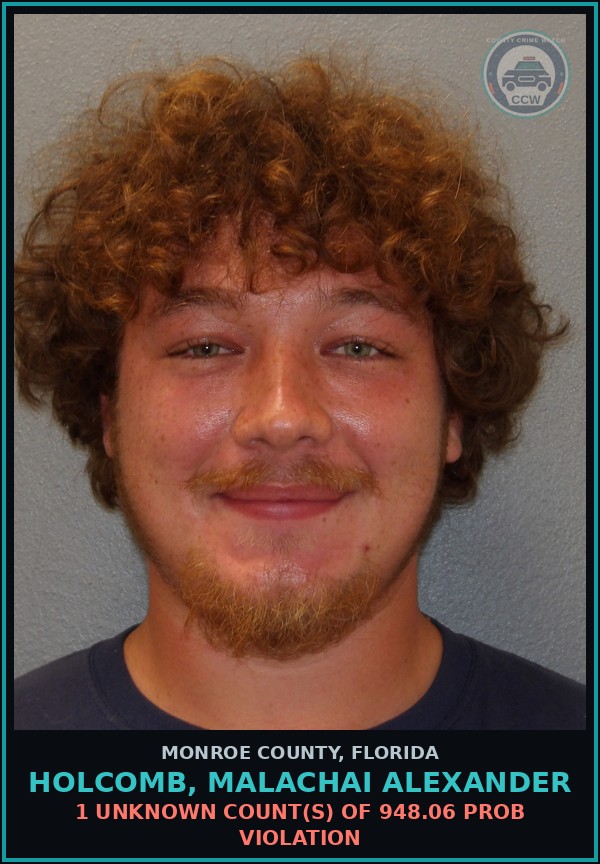 Booking mugshot of HOLCOMB, MALACHAI ALEXANDER in Monroe County