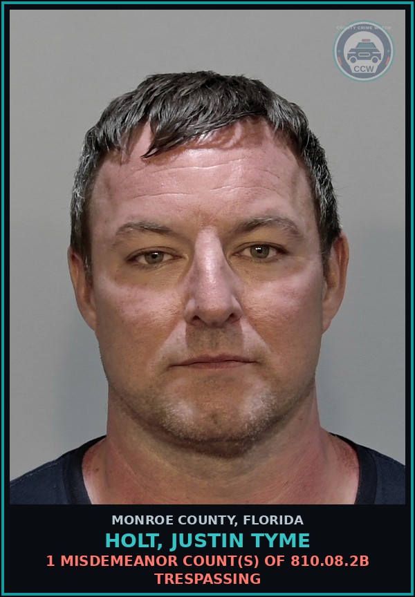 Booking mugshot of HOLT, JUSTIN TYME in Monroe County