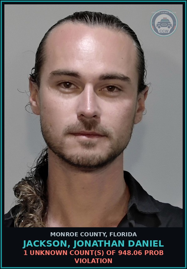 Booking mugshot of JACKSON, JONATHAN DANIEL in Monroe County