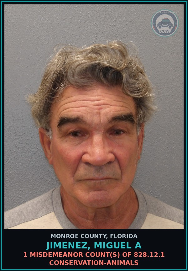 Booking mugshot of JIMENEZ, MIGUEL A in Monroe County