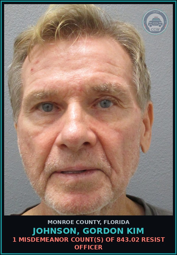 Booking mugshot of JOHNSON, GORDON KIM in Monroe County