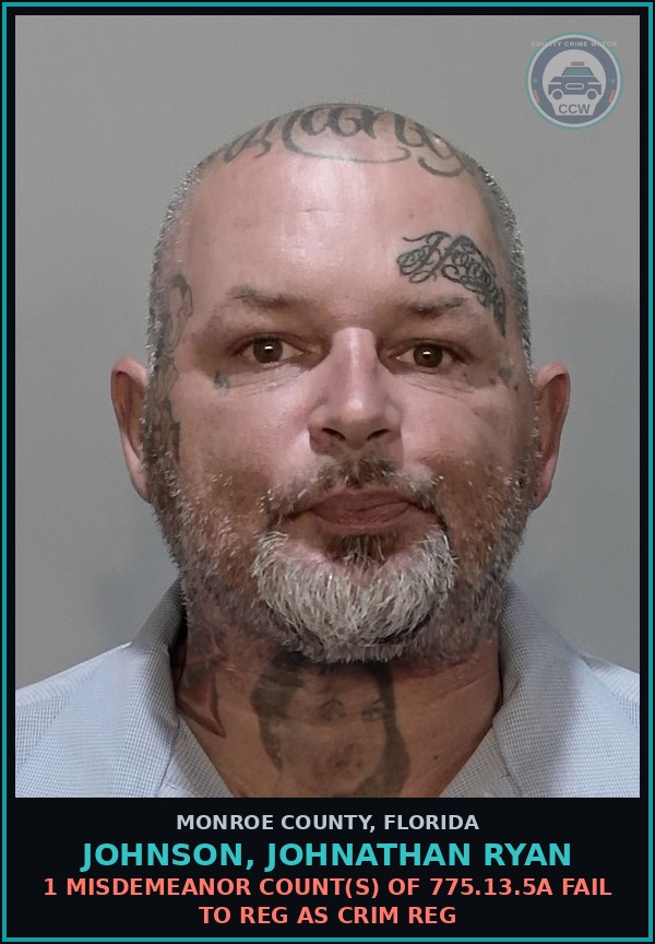 Booking mugshot of JOHNSON, JOHNATHAN RYAN in Monroe County