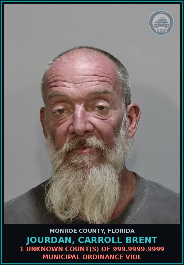 Booking mugshot of JOURDAN, CARROLL BRENT in Monroe County