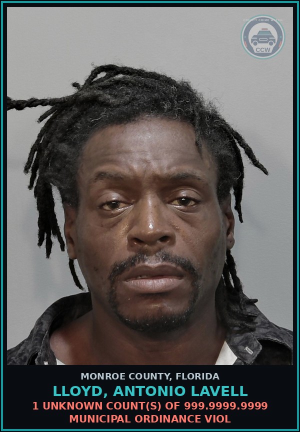 Booking mugshot of LLOYD, ANTONIO LAVELL in Monroe County