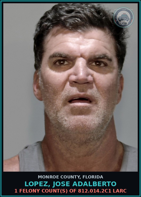 Booking mugshot of LOPEZ, JOSE ADALBERTO in Monroe County