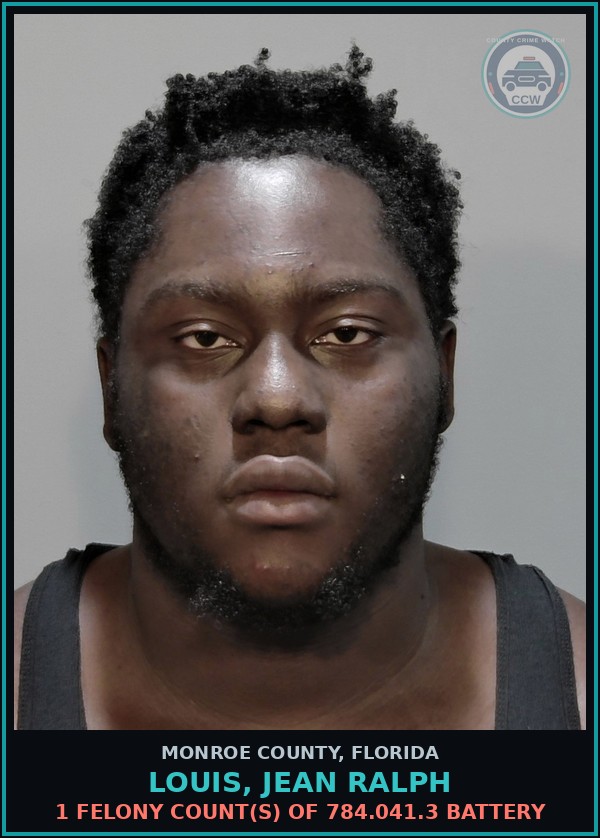 Booking mugshot of LOUIS, JEAN RALPH in Monroe County
