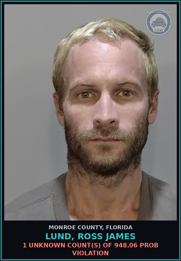 Booking mugshot of LUND, ROSS JAMES in Monroe County