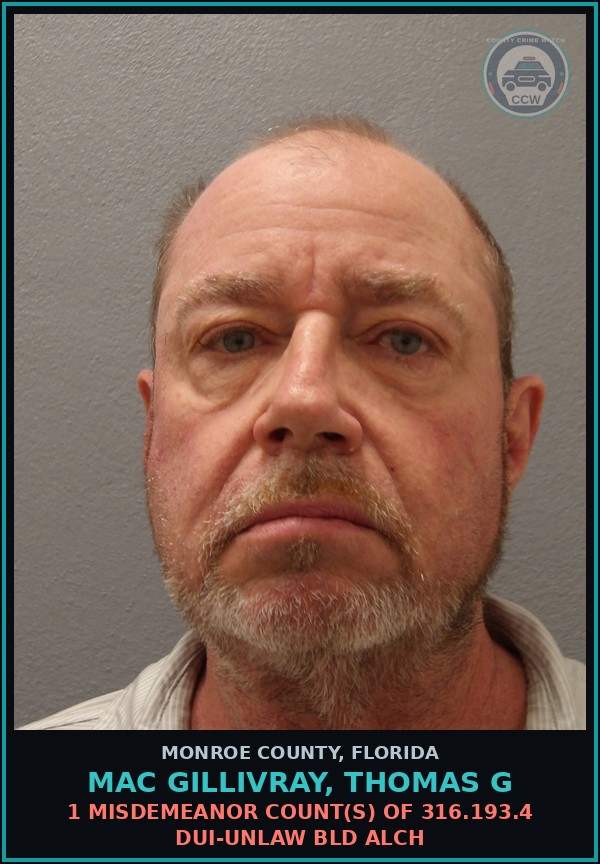 Booking mugshot of MAC GILLIVRAY, THOMAS G in Monroe County