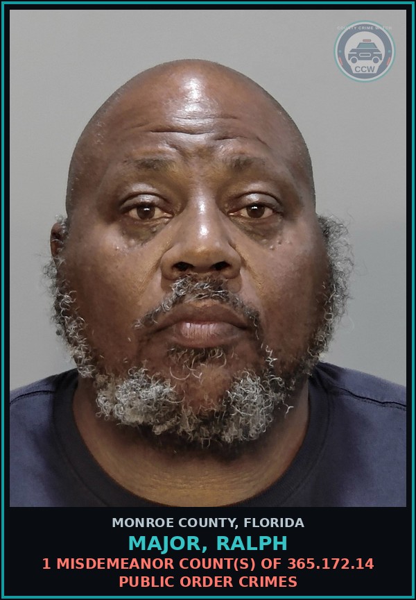 Booking mugshot of MAJOR, RALPH in Monroe County