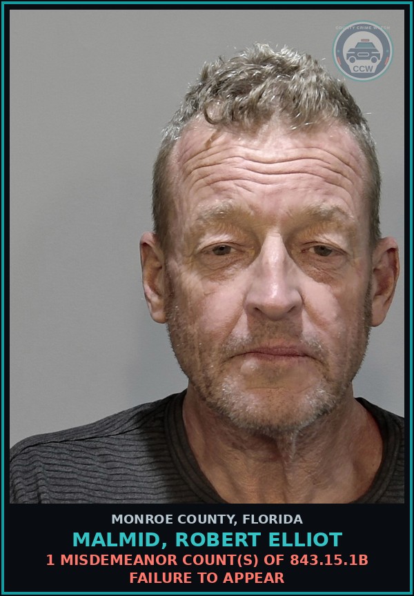Booking mugshot of MALMID, ROBERT ELLIOT in Monroe County