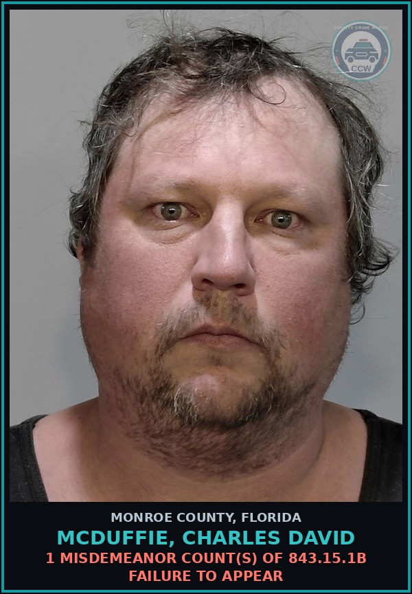 Booking mugshot of MCDUFFIE, CHARLES DAVID in Monroe County