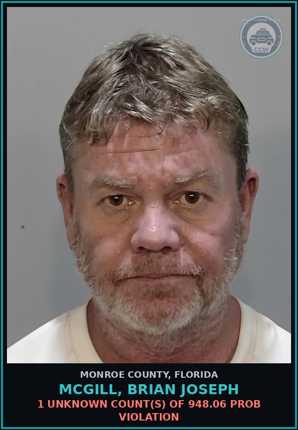 Booking mugshot of MCGILL, BRIAN JOSEPH in Monroe County