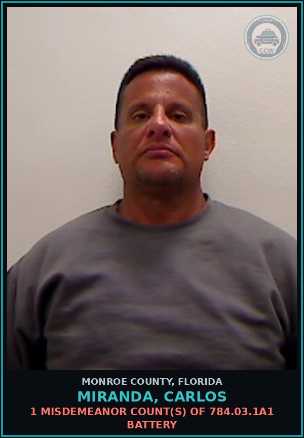 Booking mugshot of MIRANDA, CARLOS in Monroe County