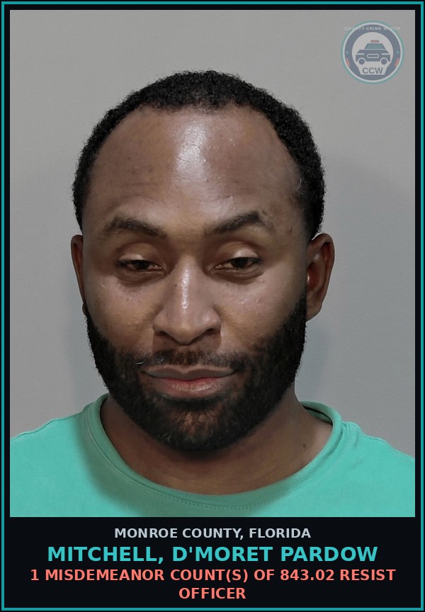 Booking mugshot of MITCHELL, D'MORET PARDOW in Monroe County