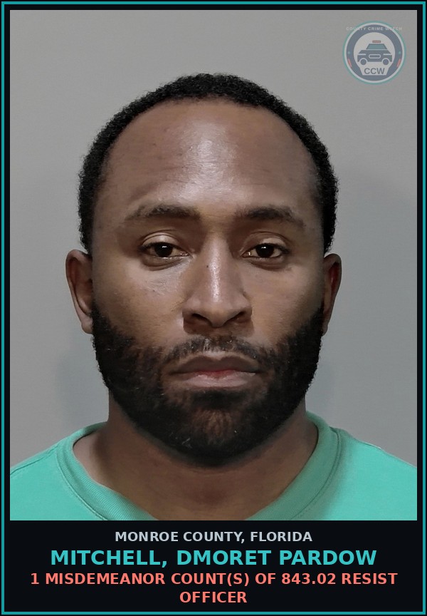 Booking mugshot of MITCHELL, DMORET PARDOW in Monroe County