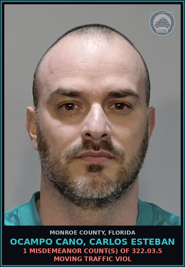 Booking mugshot of OCAMPO CANO, CARLOS ESTEBAN in Monroe County