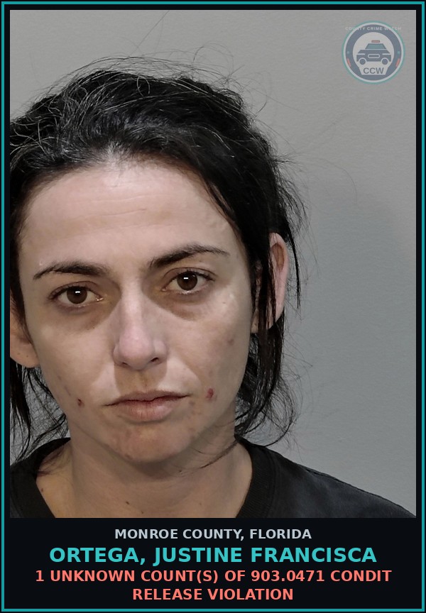 Booking mugshot of ORTEGA, JUSTINE FRANCISCA in Monroe County