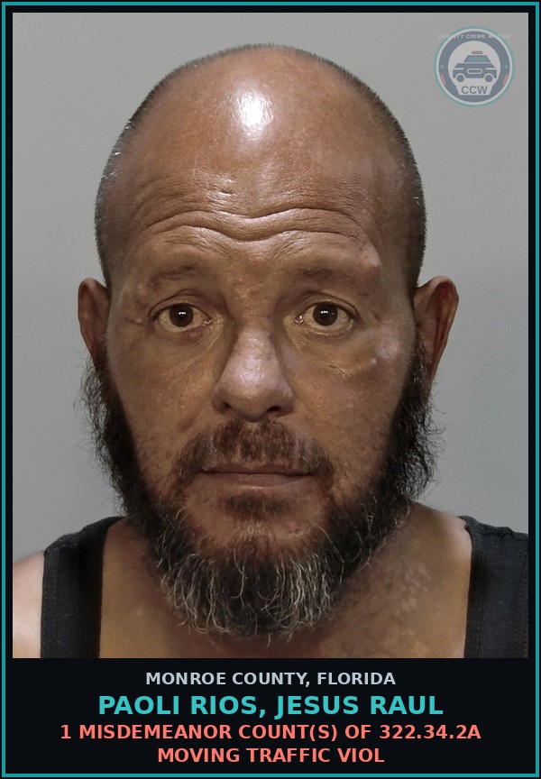 Booking mugshot of PAOLI RIOS, JESUS RAUL in Monroe County