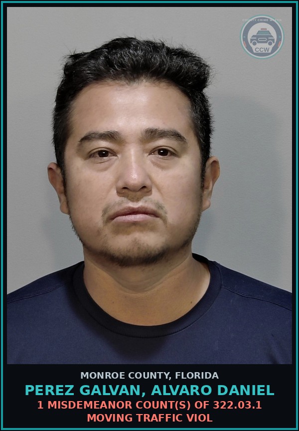 Booking mugshot of PEREZ GALVAN, ALVARO DANIEL in Monroe County