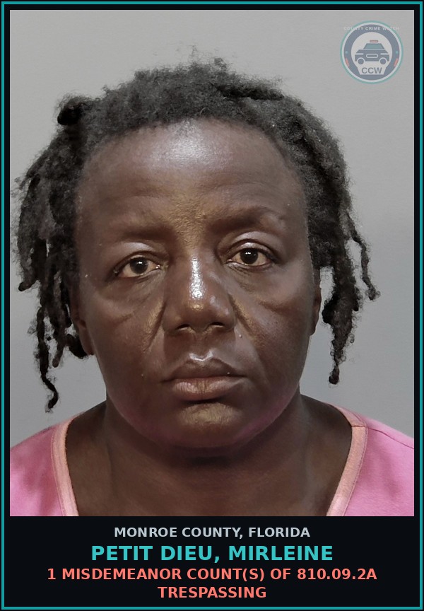 Booking mugshot of PETIT DIEU, MIRLEINE in Monroe County