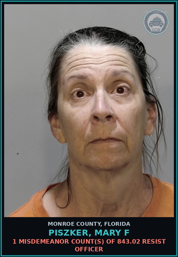 Booking mugshot of PISZKER, MARY F in Monroe County