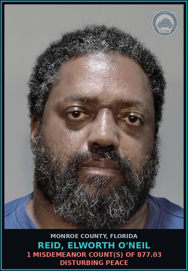 Booking mugshot of REID, ELWORTH O'NEIL in Monroe County