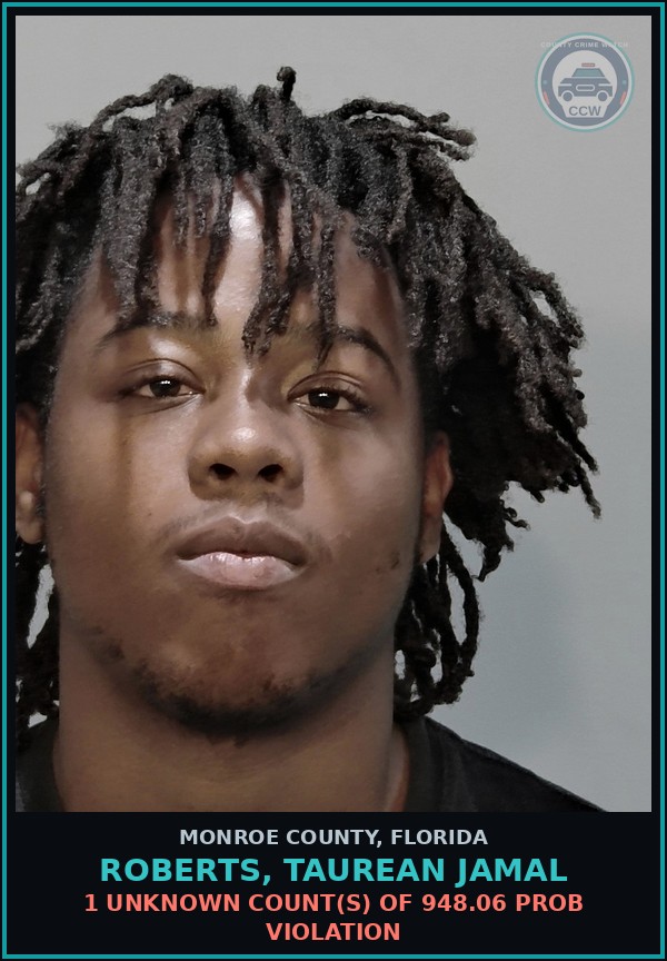 Booking mugshot of ROBERTS, TAUREAN JAMAL in Monroe County