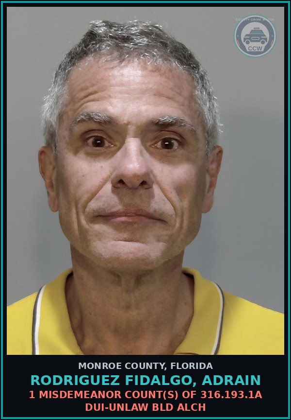 Booking mugshot of RODRIGUEZ FIDALGO, ADRAIN in Monroe County