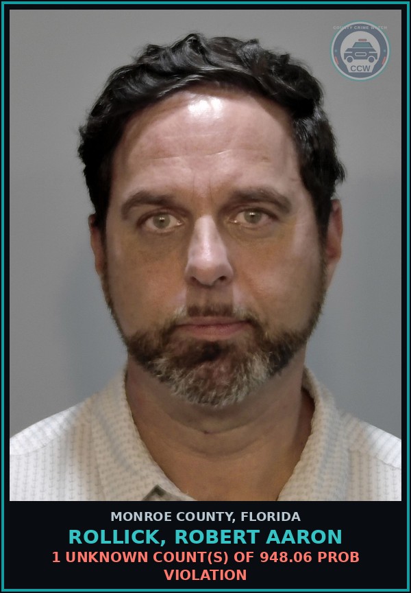 Booking mugshot of ROLLICK, ROBERT AARON in Monroe County