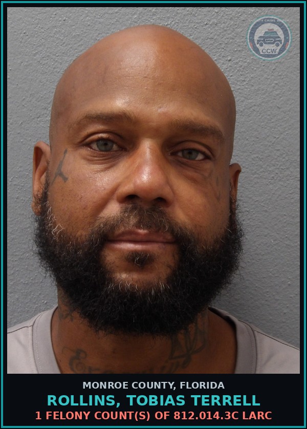 Booking mugshot of ROLLINS, TOBIAS TERRELL in Monroe County