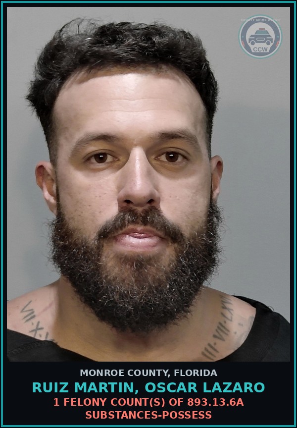 Booking mugshot of RUIZ MARTIN, OSCAR LAZARO in Monroe County
