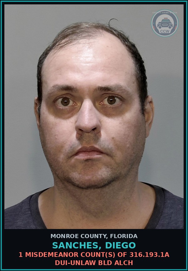 Booking mugshot of SANCHES, DIEGO in Monroe County
