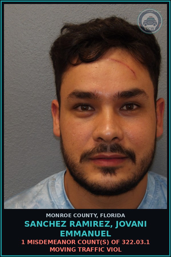 Booking mugshot of SANCHEZ RAMIREZ, JOVANI EMMANUEL in Monroe County