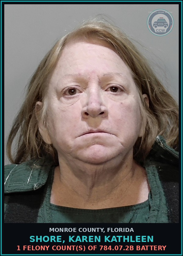 Booking mugshot of SHORE, KAREN KATHLEEN in Monroe County