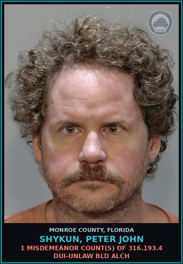 Booking mugshot of SHYKUN, PETER JOHN in Monroe County