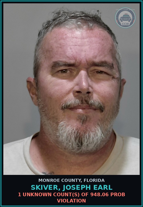 Booking mugshot of SKIVER, JOSEPH EARL in Monroe County