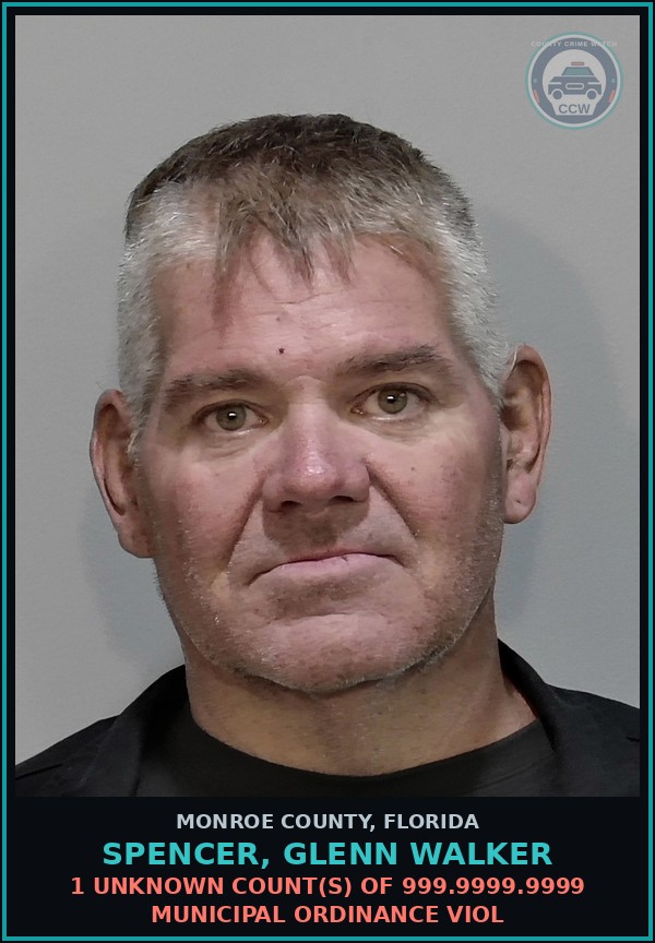 Booking mugshot of SPENCER, GLENN WALKER in Monroe County