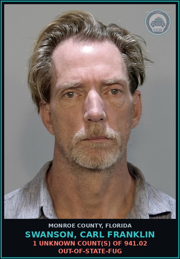 Booking mugshot of SWANSON, CARL FRANKLIN in Monroe County