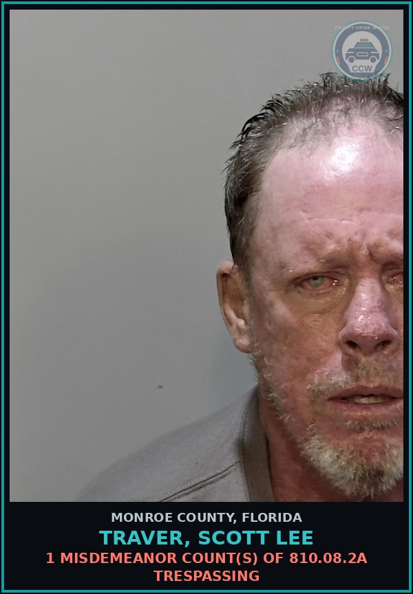 Booking mugshot of TRAVER, SCOTT LEE in Monroe County