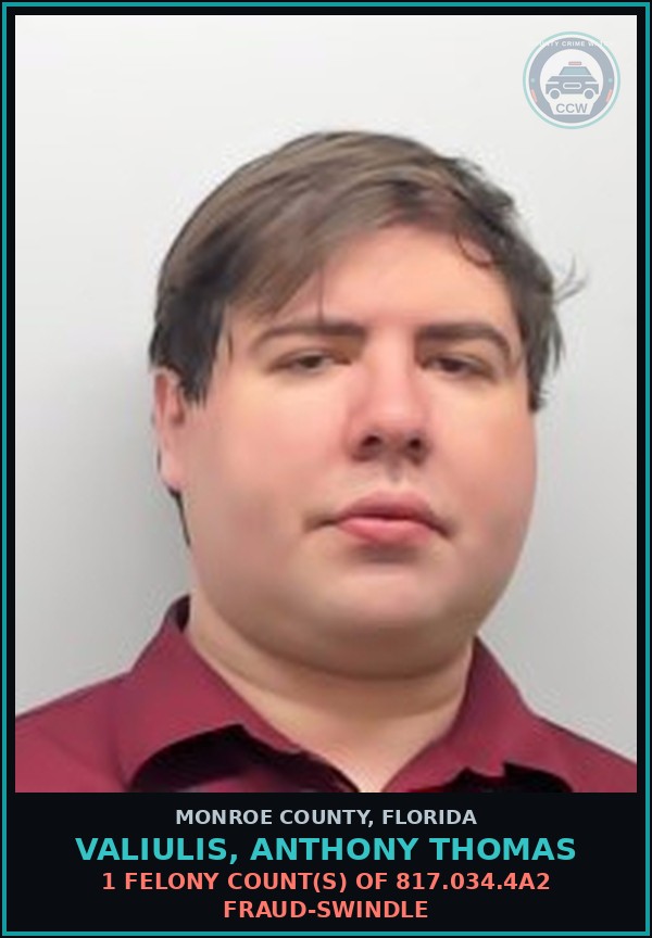 Booking mugshot of VALIULIS, ANTHONY THOMAS in Monroe County