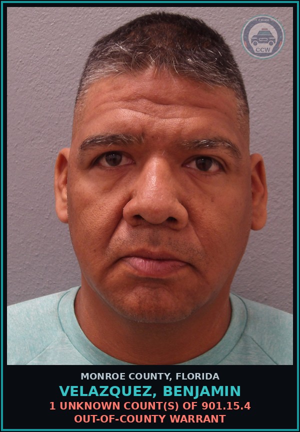 Booking mugshot of VELAZQUEZ, BENJAMIN in Monroe County