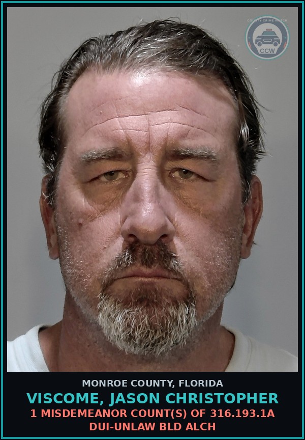 Booking mugshot of VISCOME, JASON CHRISTOPHER in Monroe County