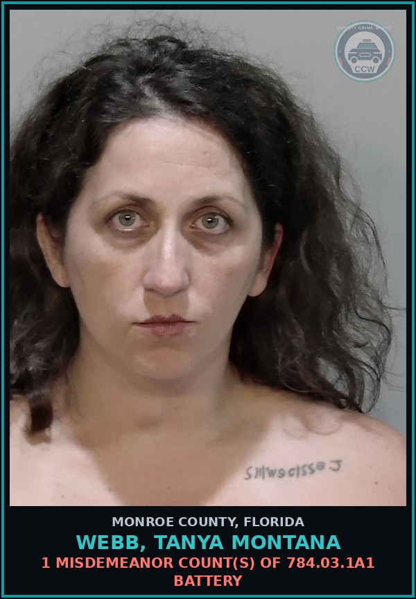 Booking mugshot of WEBB, TANYA MONTANA in Monroe County