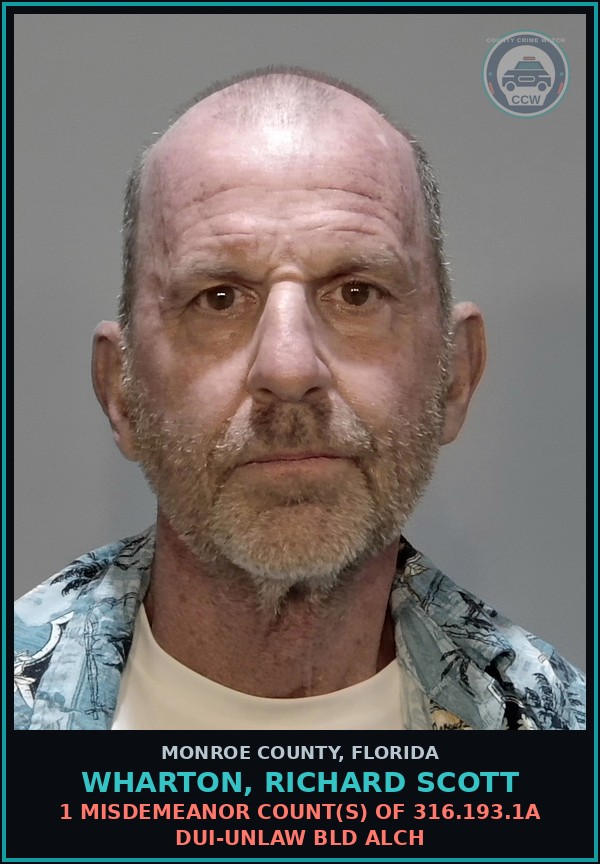 Booking mugshot of WHARTON, RICHARD SCOTT in Monroe County