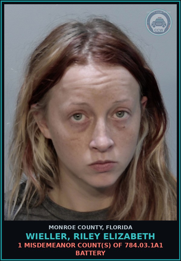 Booking mugshot of WIELLER, RILEY ELIZABETH in Monroe County