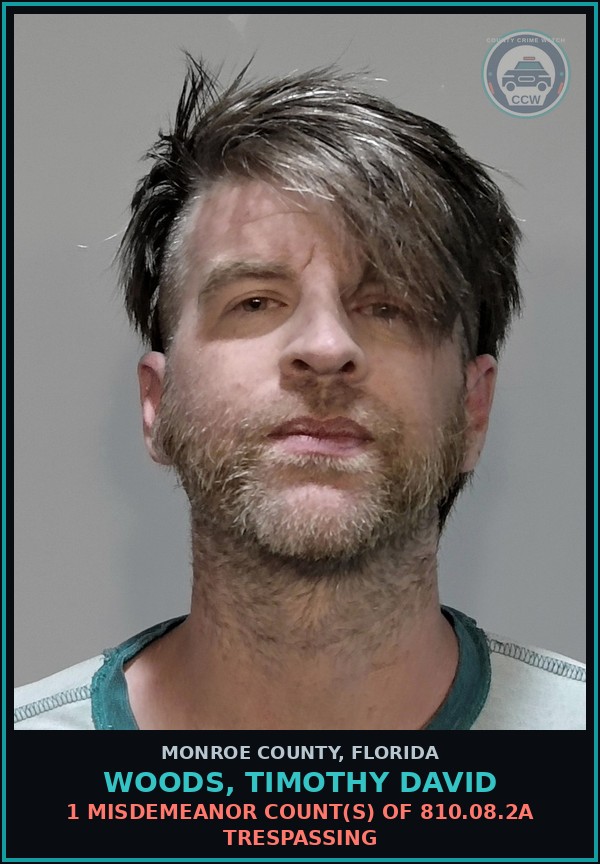 Booking mugshot of WOODS, TIMOTHY DAVID in Monroe County